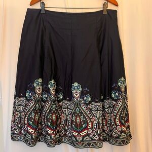 Talbots Oulet Navy Paisley Border A-Line Skirt
